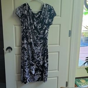 Black and white cowl neck dress
